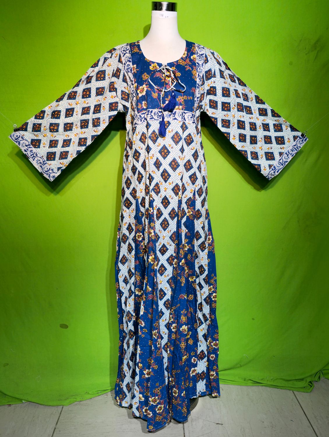 S-M Crystal Anaya Dress 100% Cotton 57&quot; Inches Long Jalabiya