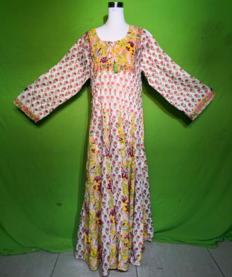 L-XL Crystal Anaya Dress 100% Cotton 57&quot; Inches Long Jalabiya