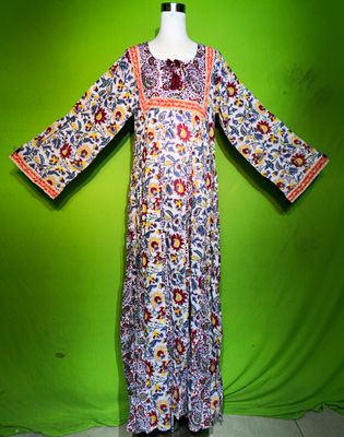 L-XL Crystal Anaya Dress 100% Cotton 57&quot; Inches Long Jalabiya