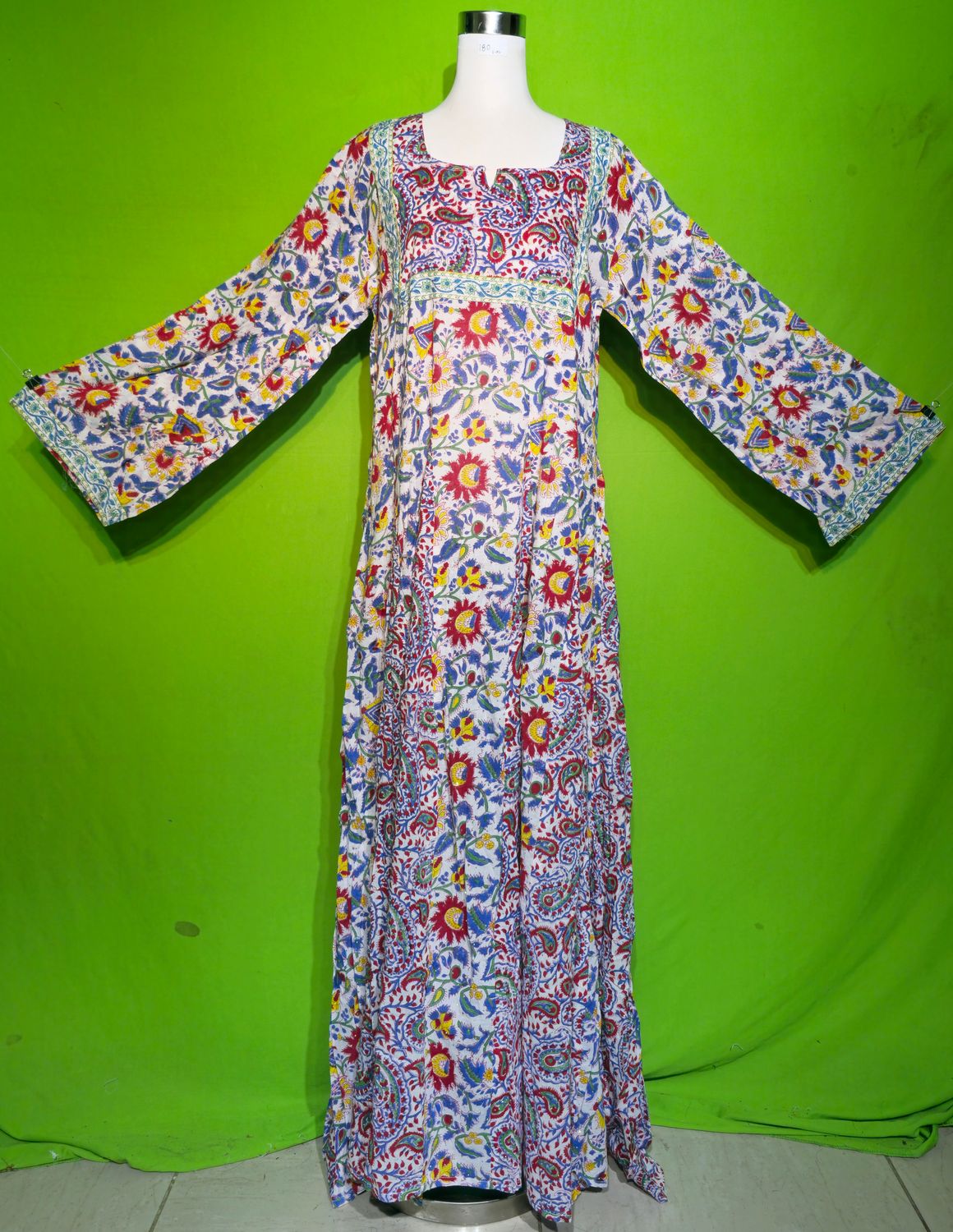 L-XL Crystal Anaya Dress 100% Cotton 57&quot; Inches Long Jalabiya