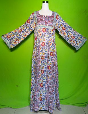 L-XL Crystal Anaya Dress 100% Cotton 57&quot; Inches Long Jalabiya