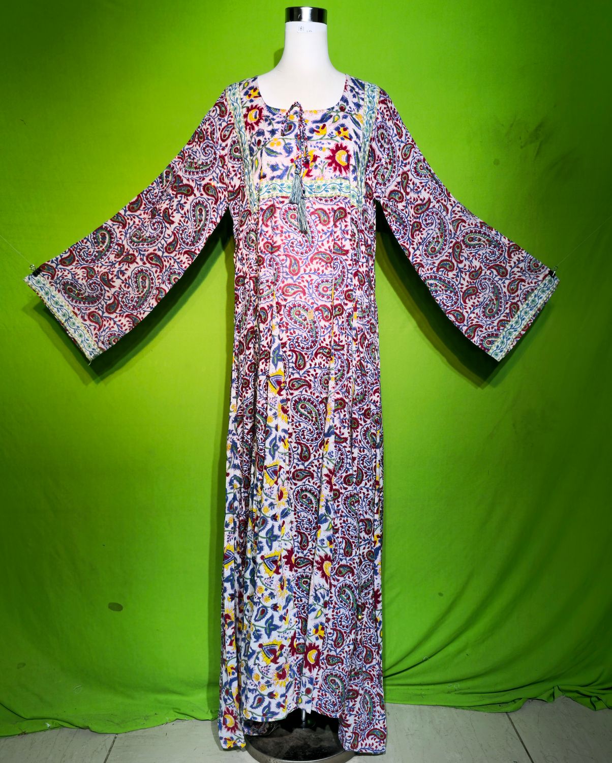L-XL Crystal Anaya Dress 100% Cotton 57&quot; Inches Long Jalabiya