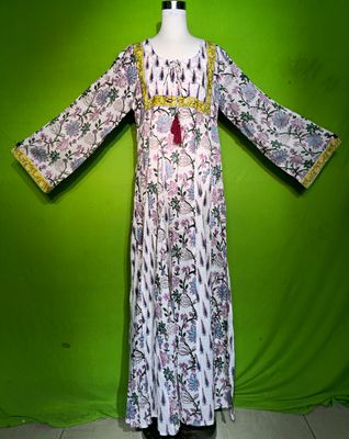 L-XL Crystal Anaya Dress 100% Cotton 57&quot; Inches Long Jalabiya