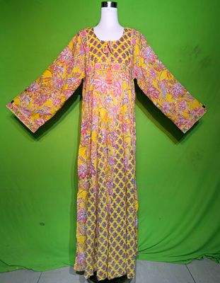 L-XL Crystal Anaya Dress 100% Cotton 57&quot; Inches Long Jalabiya