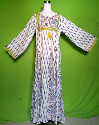 L-XL Crystal Anaya Dress 100% Cotton 57&quot; Inches Long Jalabiya