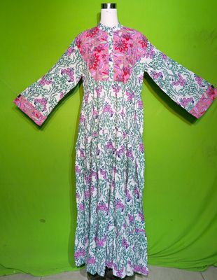 L-XL Crystal Kusum Dress 100% Cotton 57&quot; Inches Long Jalabiya