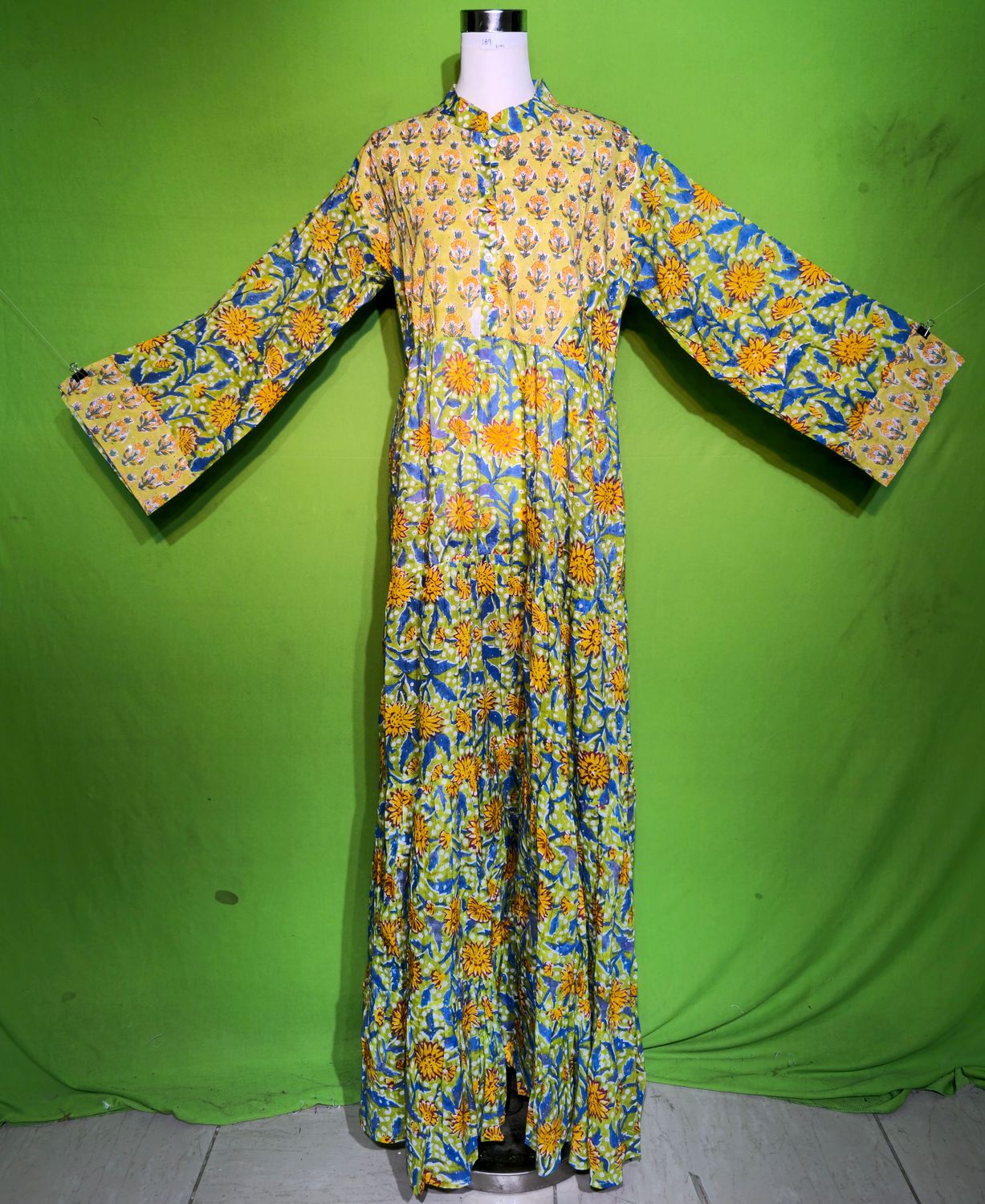 L-XL Crystal Kusum Dress 100% Cotton 57&quot; Inches Long Jalabiya