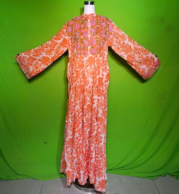 L-XL Crystal Kusum Dress 100% Cotton 57&quot; Inches Long Jalabiya