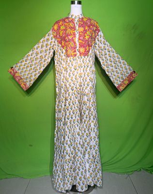 L-XL Crystal Kusum Dress 100% Cotton 57&quot; Inches Long Jalabiya