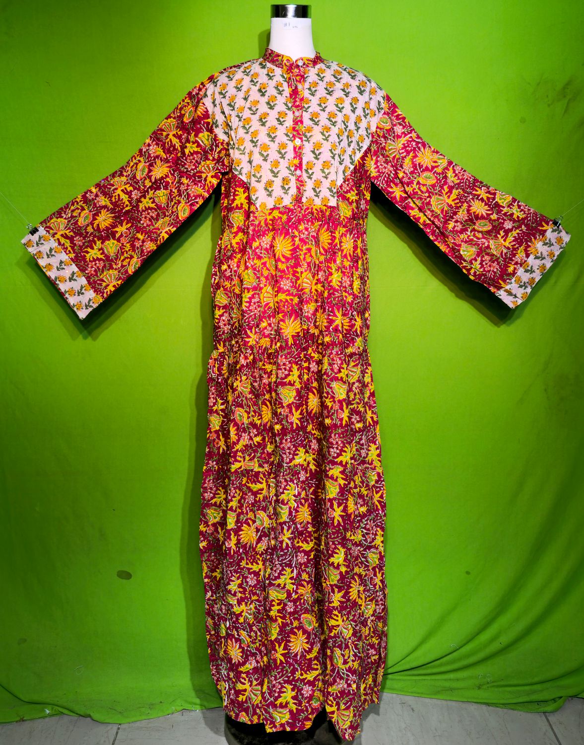 L-XL Crystal Kusum Dress 100% Cotton 57&quot; Inches Long Jalabiya
