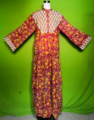 L-XL Crystal Kusum Dress 100% Cotton 57&quot; Inches Long Jalabiya
