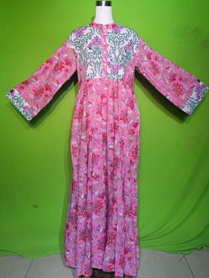 S-M Crystal Kusum Dress 100% Cotton 57&quot; Inches Long Jalabiya