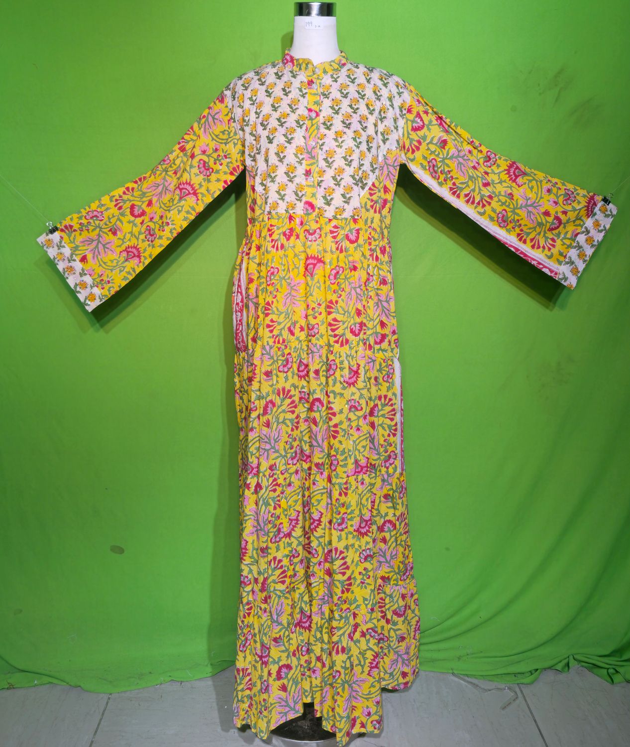 S-M Crystal Kusum Dress 100% Cotton 57&quot; Inches Long Jalabiya