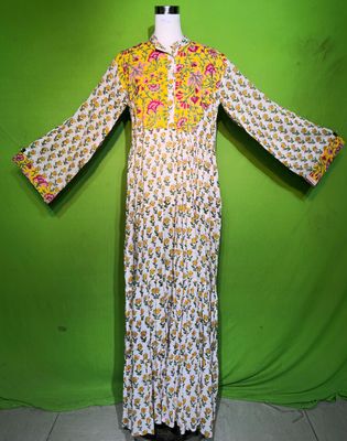 S-M Crystal Kusum Dress 100% Cotton 57&quot; Inches Long Jalabiya