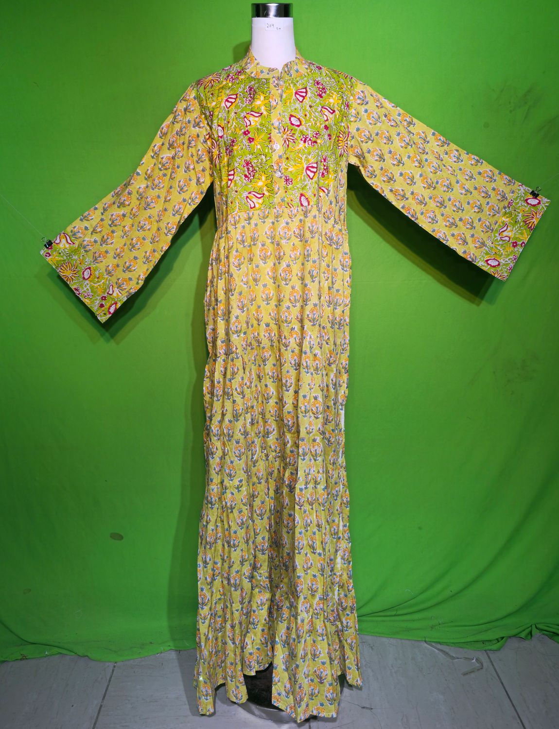 S-M Crystal Kusum Dress 100% Cotton 57&quot; Inches Long Jalabiya