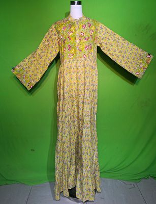 S-M Crystal Kusum Dress 100% Cotton 57&quot; Inches Long Jalabiya