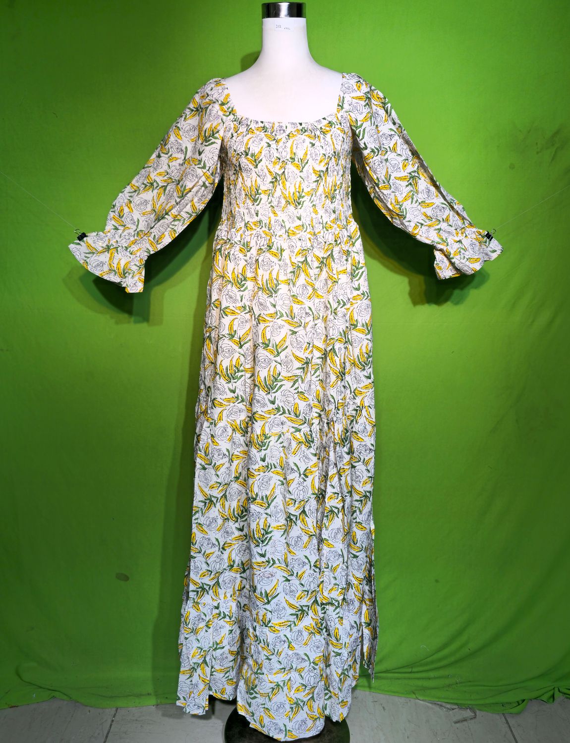 2XL-3XL Crystal Sara Dress 100% Cotton 57&quot; Inches Long Jalabiya