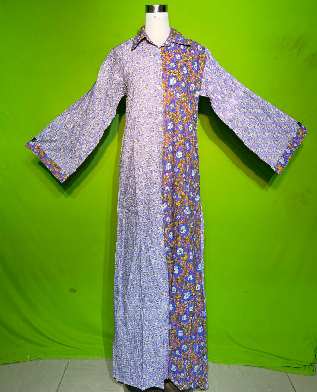 S-M Crystal Singapore Dress 100% Cotton 57&quot; Inches Long Jalabiya