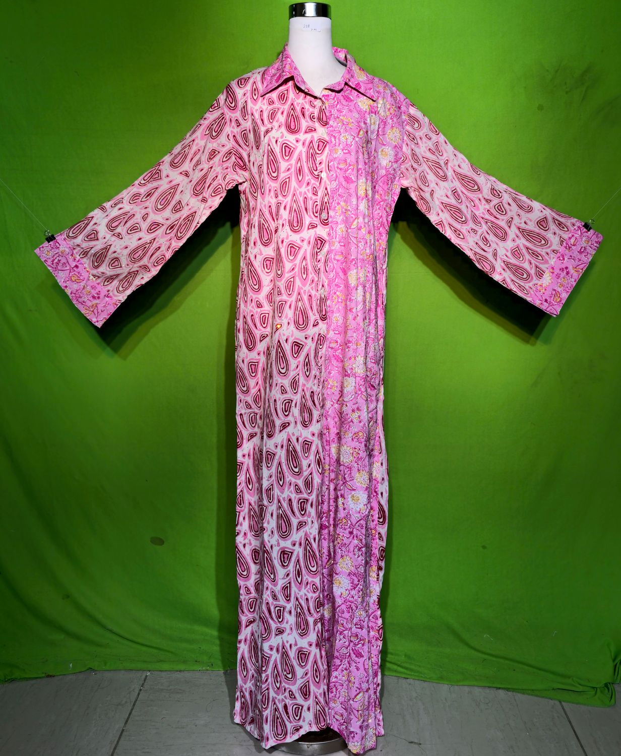 L-XL Crystal Singapore Dress 100% Cotton 57&quot; Inches Long Jalabiya