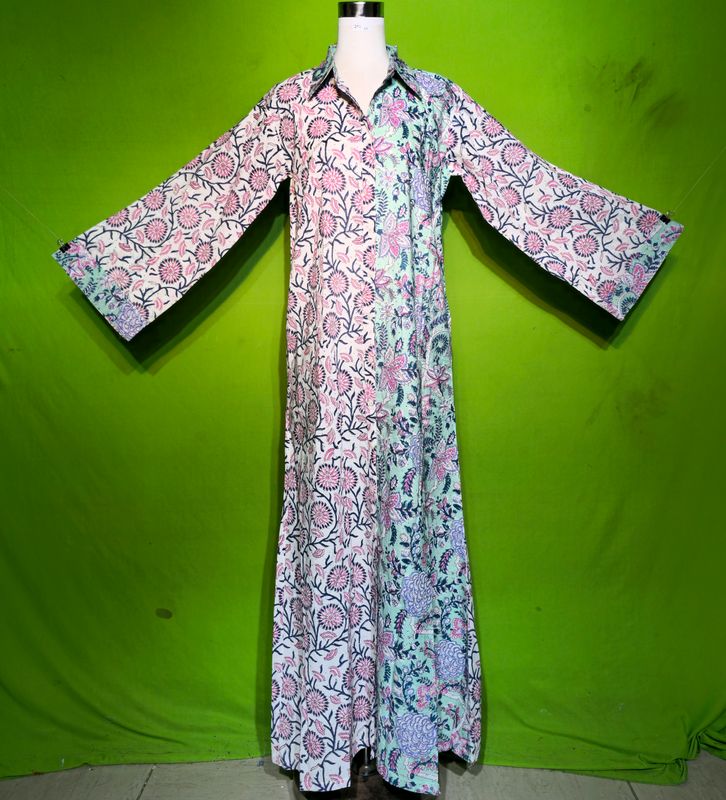 XS Crystal Singapore Dress 100% Cotton 54&quot; Inches Long Jalabiya