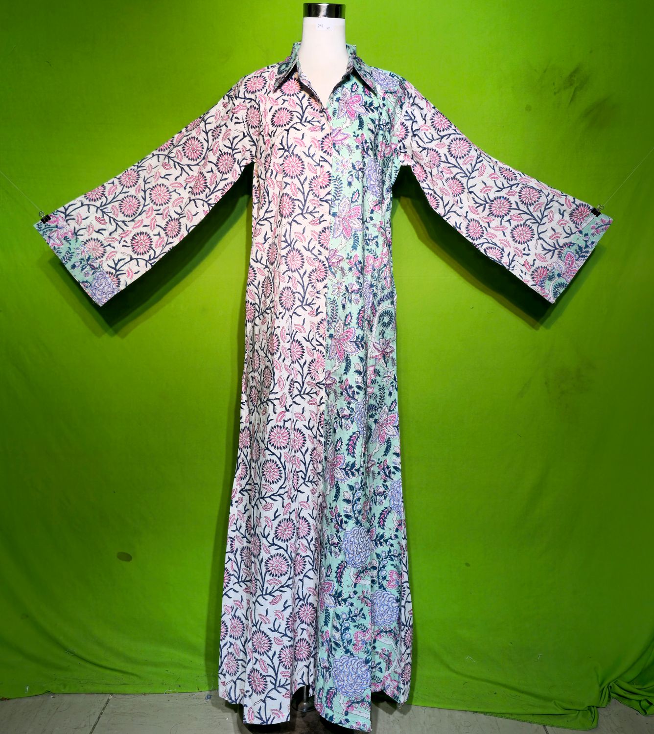 S-M Crystal Singapore Dress 100% Cotton 57&quot; Inches Long Jalabiya