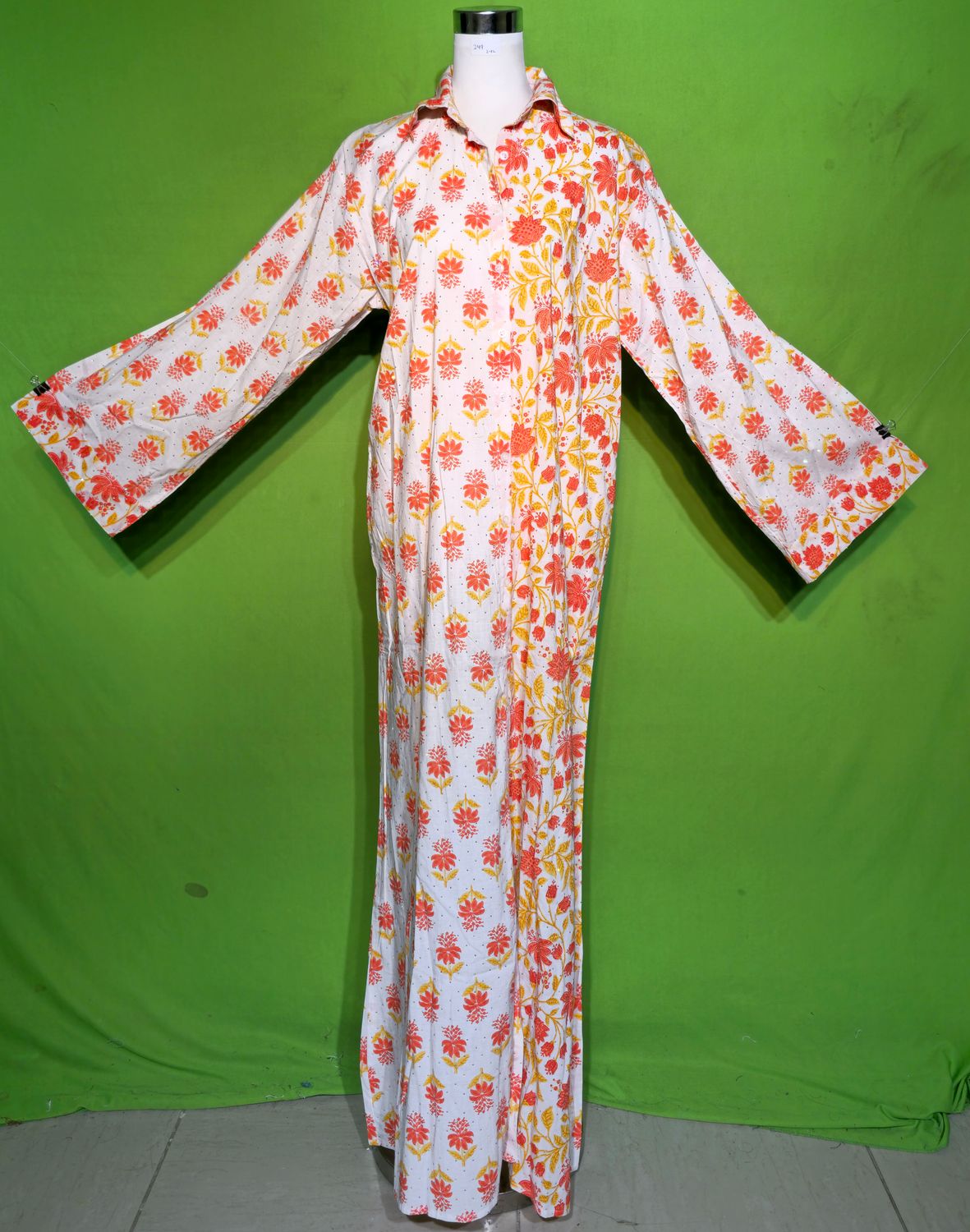 L-XL Crystal Singapore Dress 100% Cotton 57&quot; Inches Long Jalabiya