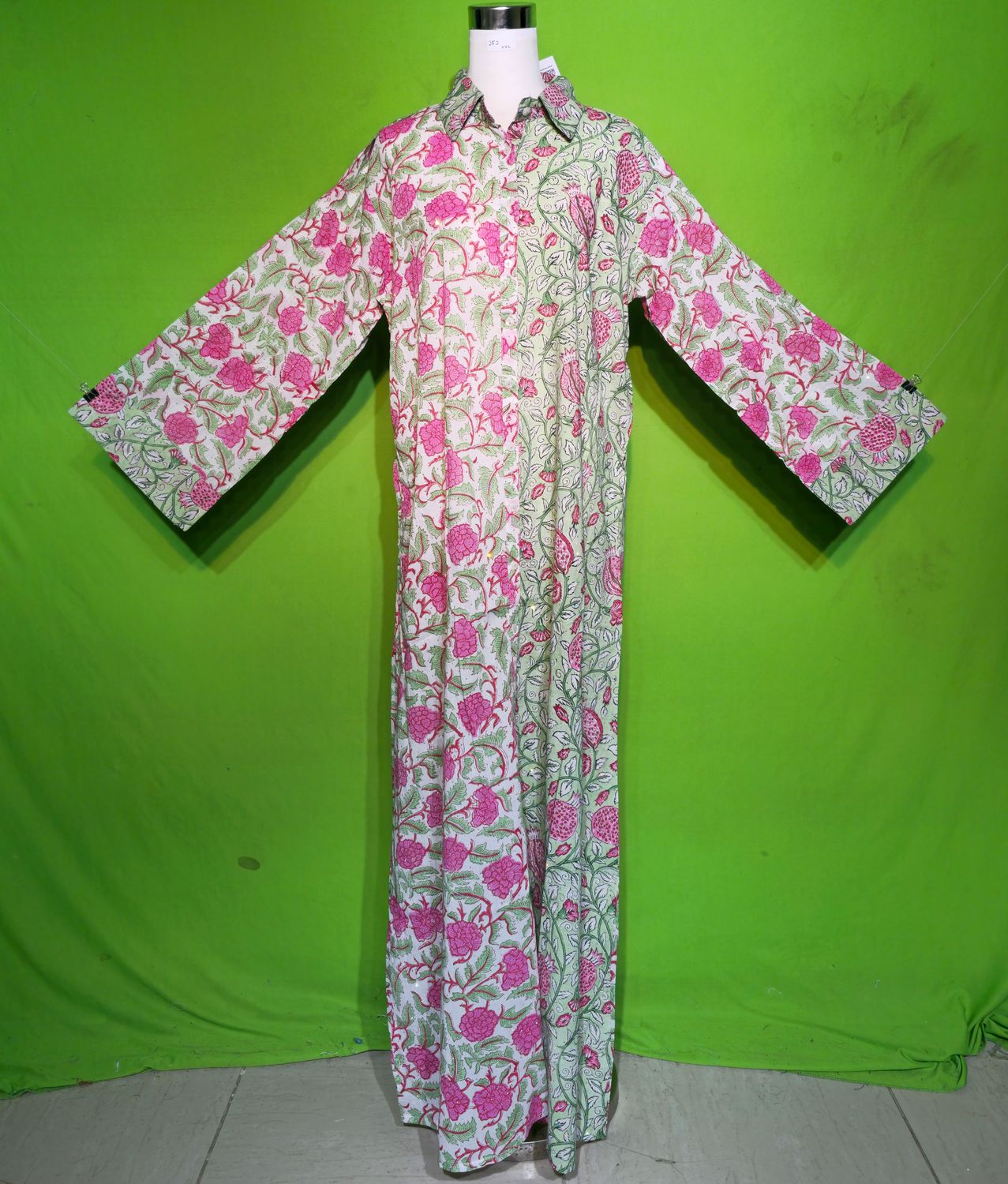 2XL-3XL Crystal Singapore Dress 100% Cotton 57&quot; Inches Long Jalabiya