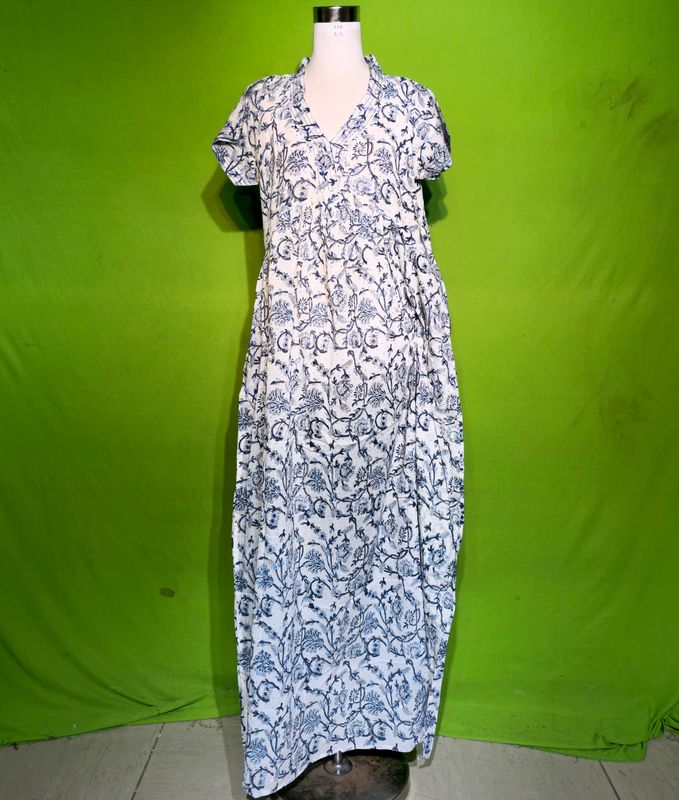 S-M Crystal Amani Dress 100% Cotton 57&quot; Inches Long Jalabiya
