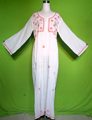 XS Embroidery Dress 100% Cotton 54&quot; Inches Long Jalabiya