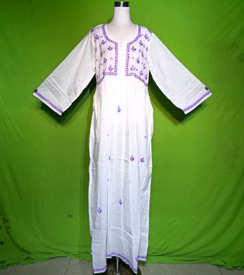 2XL-3XL Embroidery Dress 100% Cotton 57&quot; Inches Long Jalabiya