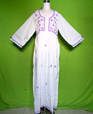 S-M Embroidery Dress 100% Cotton 57&quot; Inches Long Jalabiya