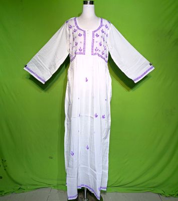 L-XL Embroidery Dress 100% Cotton 57&quot; Inches Long Jalabiya