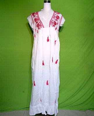 L-XL Embroidery Dress 100% Cotton 57&quot; Inches Long Jalabiya