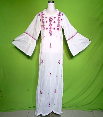 L-XL Embroidery Dress 100% Cotton 57&quot; Inches Long Jalabiya