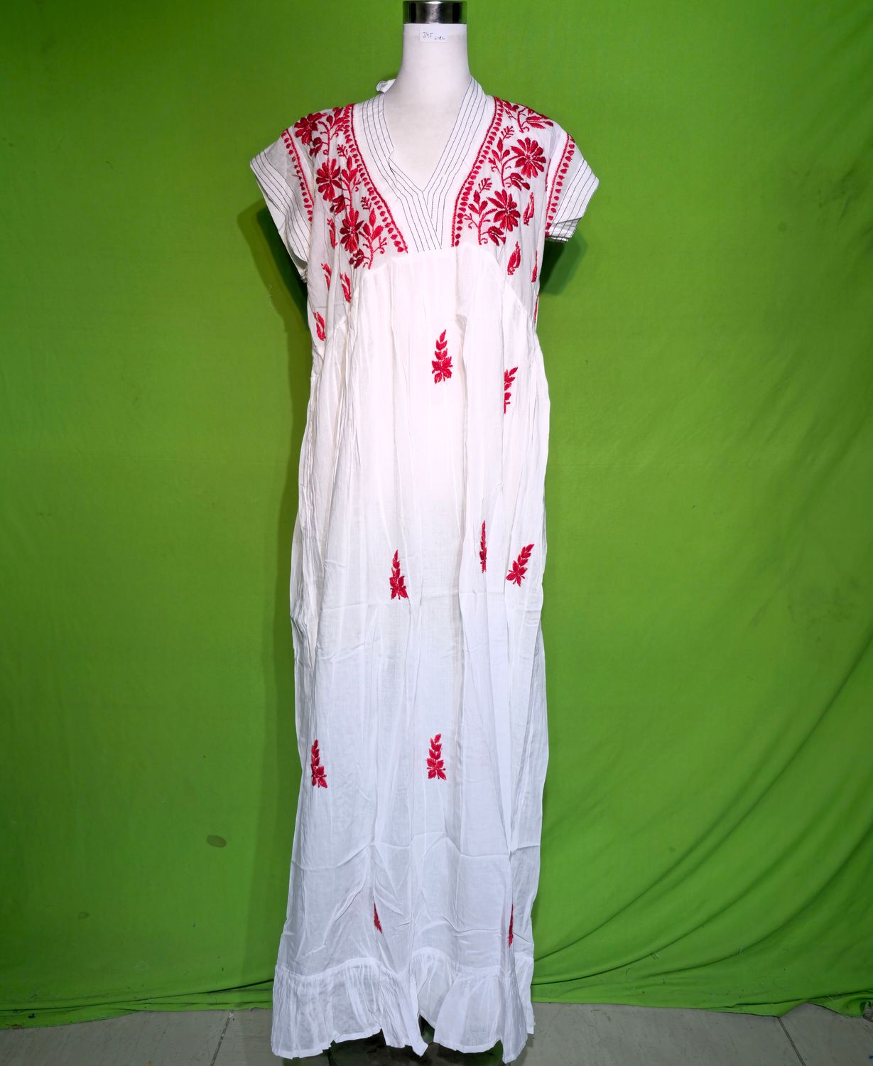 2XL-3XL Embroidery Dress 100% Cotton 57&quot; Inches Long Jalabiya