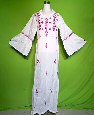 S-M Embroidery Dress 100% Cotton 57&quot; Inches Long Jalabiya