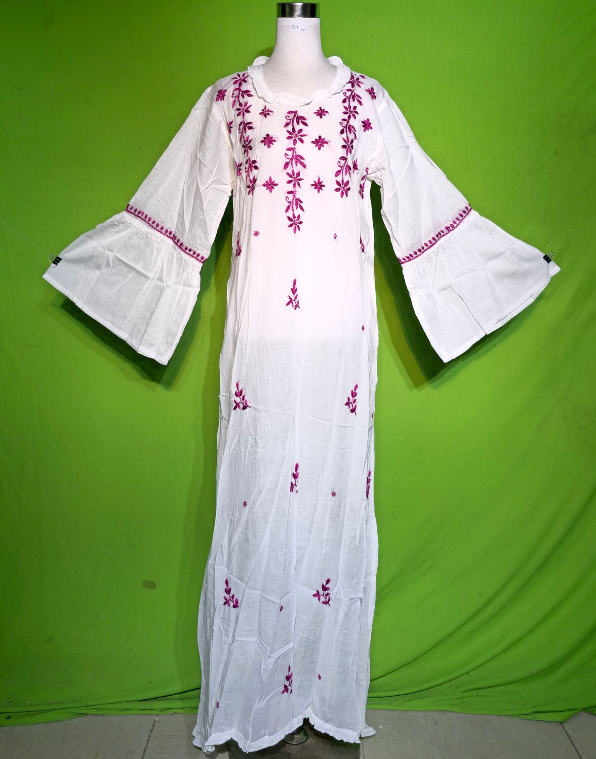 2XL-3XL Embroidery Dress 100% Cotton 57&quot; Inches Long Jalabiya