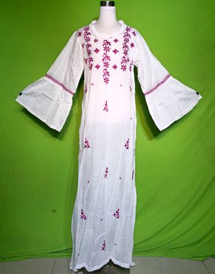 2XL-3XL Embroidery Dress 100% Cotton 57&quot; Inches Long Jalabiya