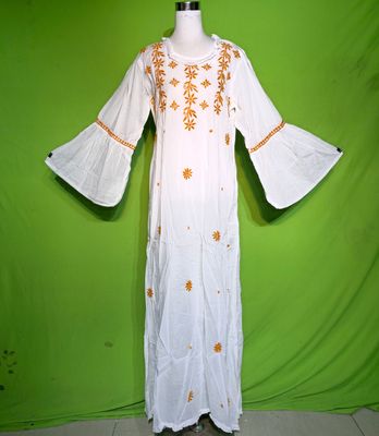 S-M Embroidery Dress 100% Cotton 57&quot; Inches Long Jalabiya