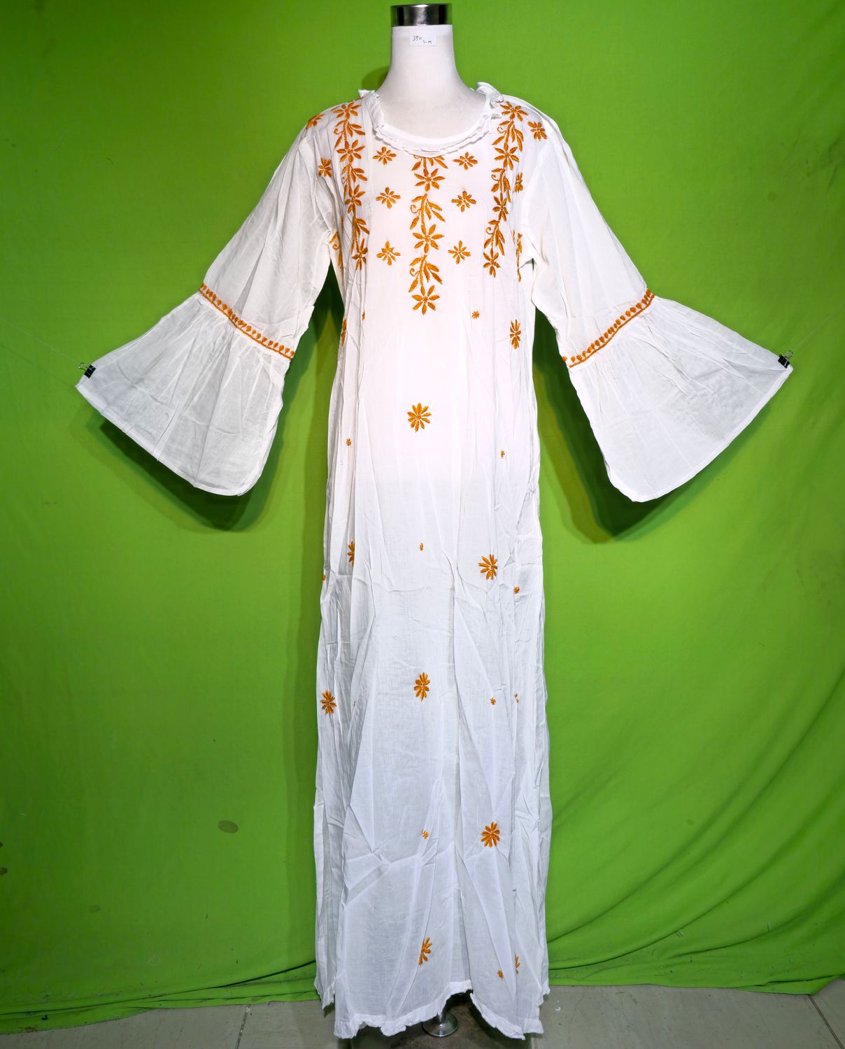 2XL-3XL Embroidery Dress 100% Cotton 57&quot; Inches Long Jalabiya
