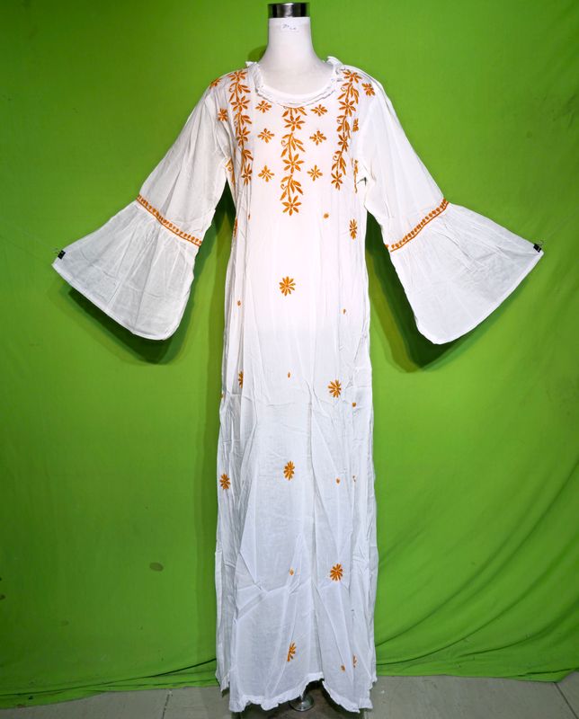 2XL-3XL Embroidery Dress 100% Cotton 57&quot; Inches Long Jalabiya