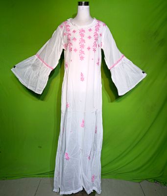 L-XL Embroidery Dress 100% Cotton 57&quot; Inches Long Jalabiya