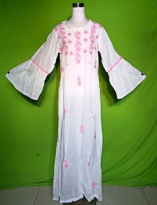 S-M Embroidery Dress 100% Cotton 57&quot; Inches Long Jalabiya