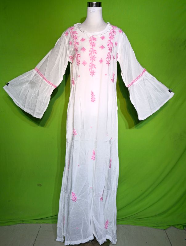 2XL-3XL Embroidery Dress 100% Cotton 57&quot; Inches Long Jalabiya