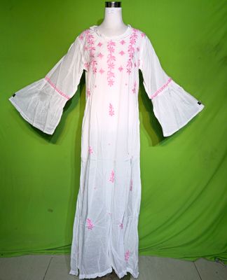 S-M Embroidery Dress 100% Cotton 57&quot; Inches Long Jalabiya