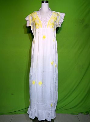 XS Embroidery Dress 100% Cotton 54&quot; Inches Long Jalabiya