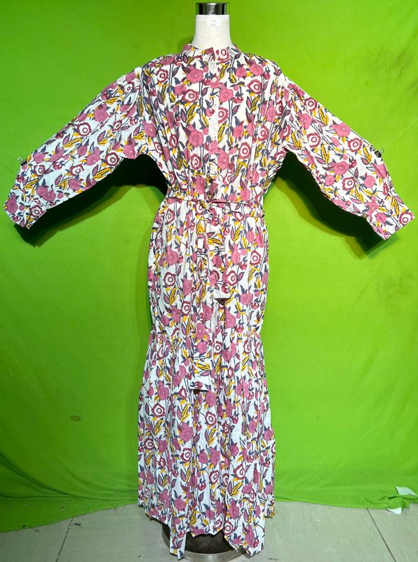 2XL-3XL Belt Dress 100% Cotton 57&quot; Inches Long Jalabiya