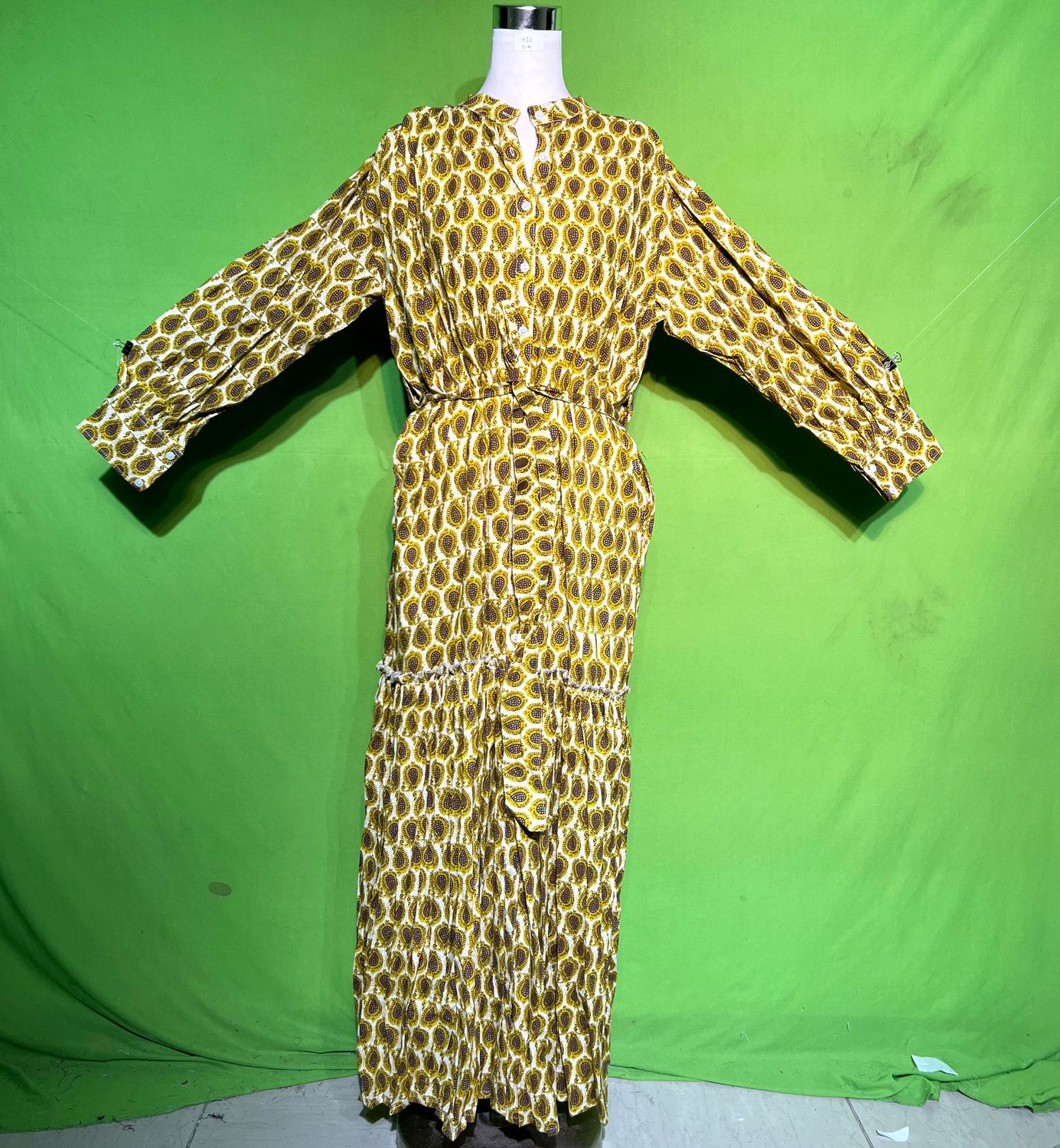 S-M Belt Dress 100% Cotton 57&quot; Inches Long Jalabiya