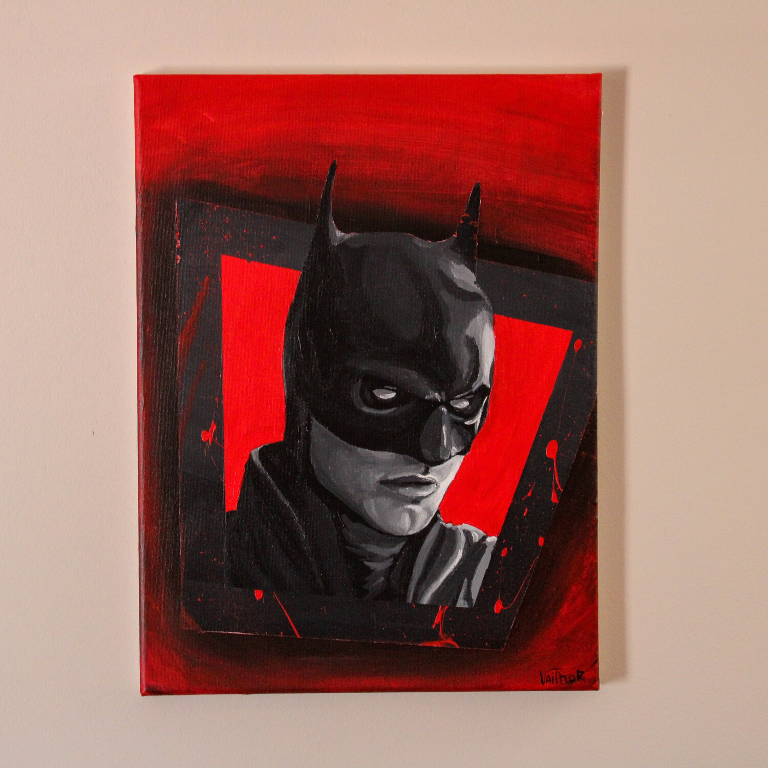 Painting Of Robert Pattinson The Batman Acrylic Paint On 30x40cm Canvas