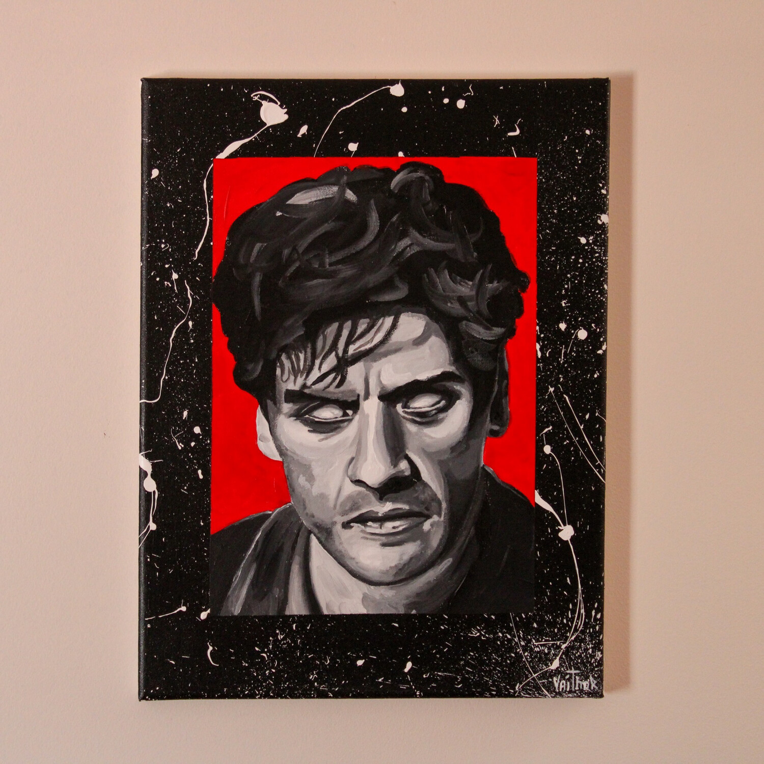 A Painting Of Oscar Isaac, The Main Character Of Moon Knight Acrylic On 30x40cm Canvas